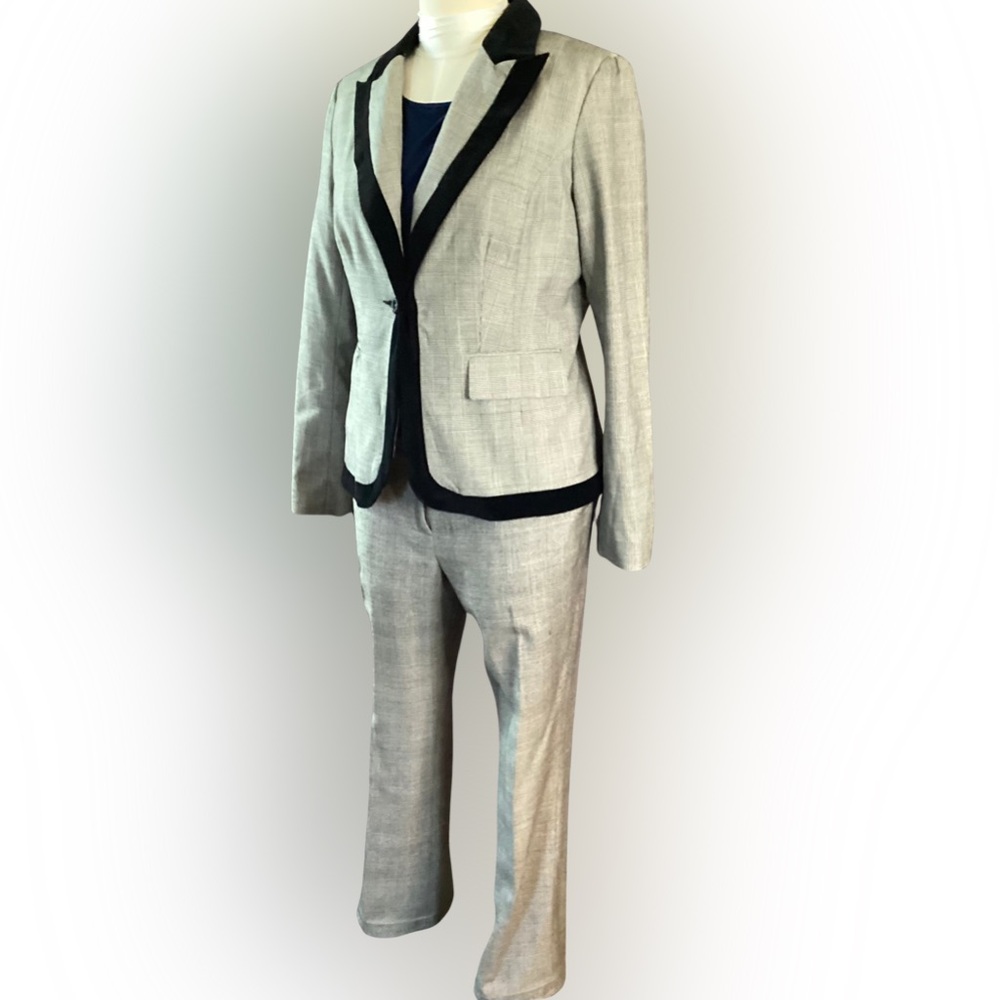 Classic Talbots Glen Plaid Suit with Black Felt Trim